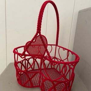Vintage Flocked Heart Basket